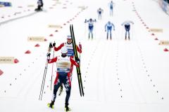 Johannes Klaebo à l'arrivée du Team sprint. (Ch. Pallot/Presse Sports)