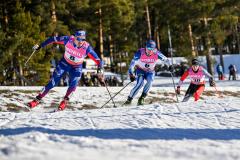 Jules Chappaz (au premier plan à gauche) a obtenu une belle 4e place le 14 février, dans l'épreuve du sprint, lors de la manche de Coupe du monde de Falun en Suède. (Authamayou /Nordicfocus / icon sport)