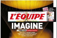 La une « Imagine » est votre préférée de ces JO de Paris 2024. (L'Équipe)