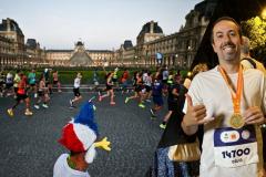 Notre reporter David Michel à l'arrivée du Marathon pour tous, passé notamment par le Louvre. (L. Bonaventure/AFP)