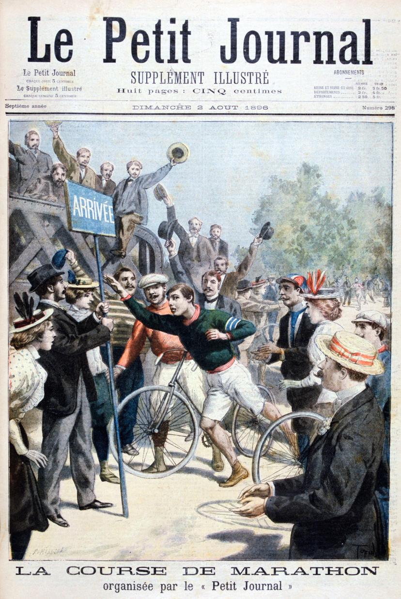 Remporté par le Britannique Len Hurst, le 19 juillet 1896, l'ancêtre du marathon de Paris se dispute « sur une distance de 40 kilomètres », selon ses promoteurs. (The Print Collector/Alamy stock photo)
