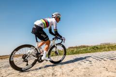 Tadej Pogacar à l'entraînement avant son premier Paris-Roubaix. (E. Garnier/L'Équipe)
