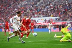 Yussuf Poulsen a inscrit le but de l'égalisation du RB Leipzig face au Bayern Munich dans le temps additionnel. (L. Niesner/Reuters)